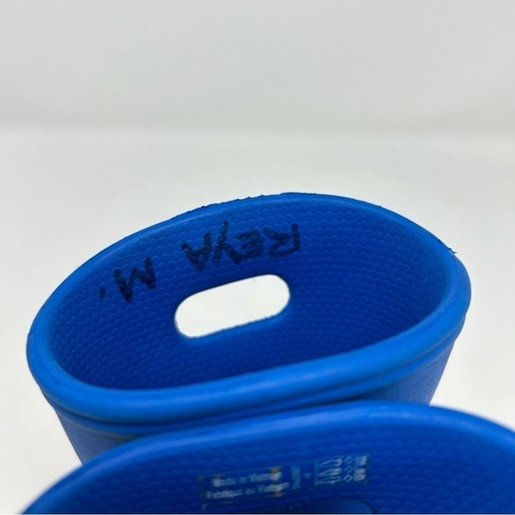 Crocs Unisex Child Kids Light Blue Rain Boots Size C6 Red and White Striped - Picture 12 of 13